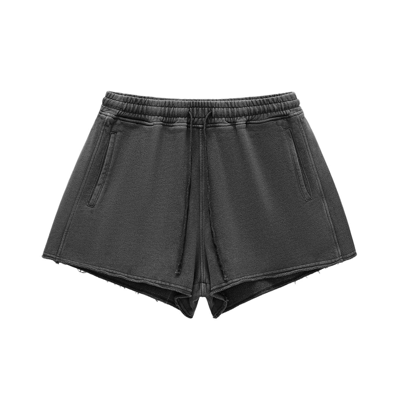 Raw Edge Drawstring Shorts